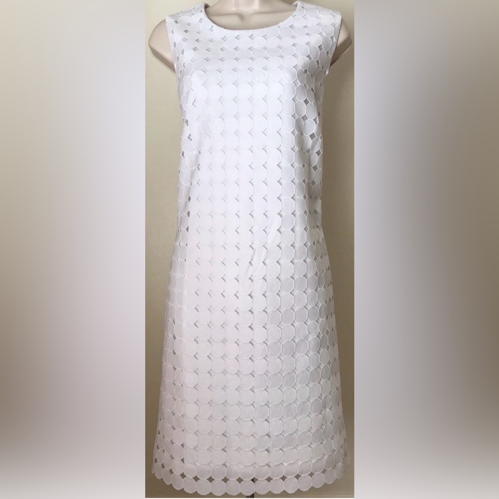 Calvin Klein White Laser Cut Sheath Dress 
Size 4  Worn Once!
